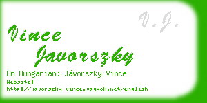 vince javorszky business card